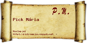 Pick Mária névjegykártya
